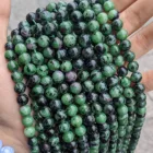 Ruby Genuine Ruby Zoisite Natural Gemstone 6/8/10mm Loose Round Beads Green Ruby In Zoisite