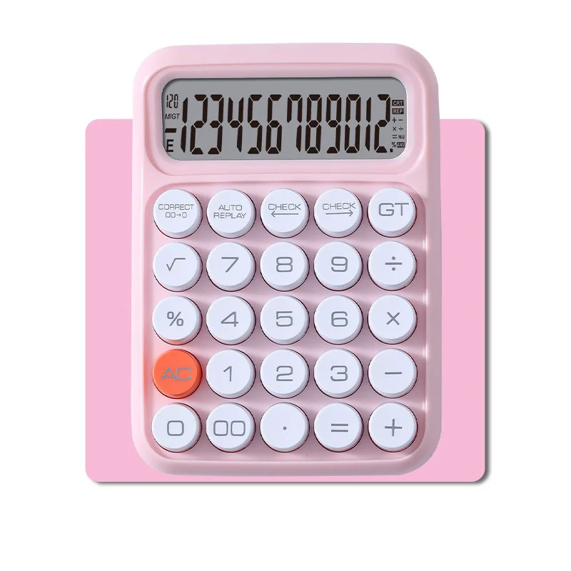 Custom school stationery items 12 digits calculator number checking function color mechanical button calculator