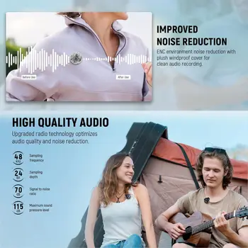 Neewer Noise Canceling Wireless Lavalier Microphone for USB C with Charging Case Mini Lapel Mic detail image
