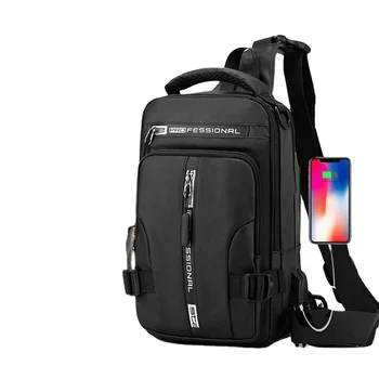 SWITEN Customized Waist Sling Bag Multipurpose Waterproof Nylon Large Capacity USB Fitness Chest Bag Fanny Pack Sport for Men