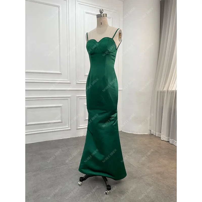 Wholesale Women Emerald Green Elegant Wedding Party Gown Sexy Backless Long  Evening Dresses Formal Prom Guest Dress With Gloves