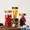Acacia wood round storage jar