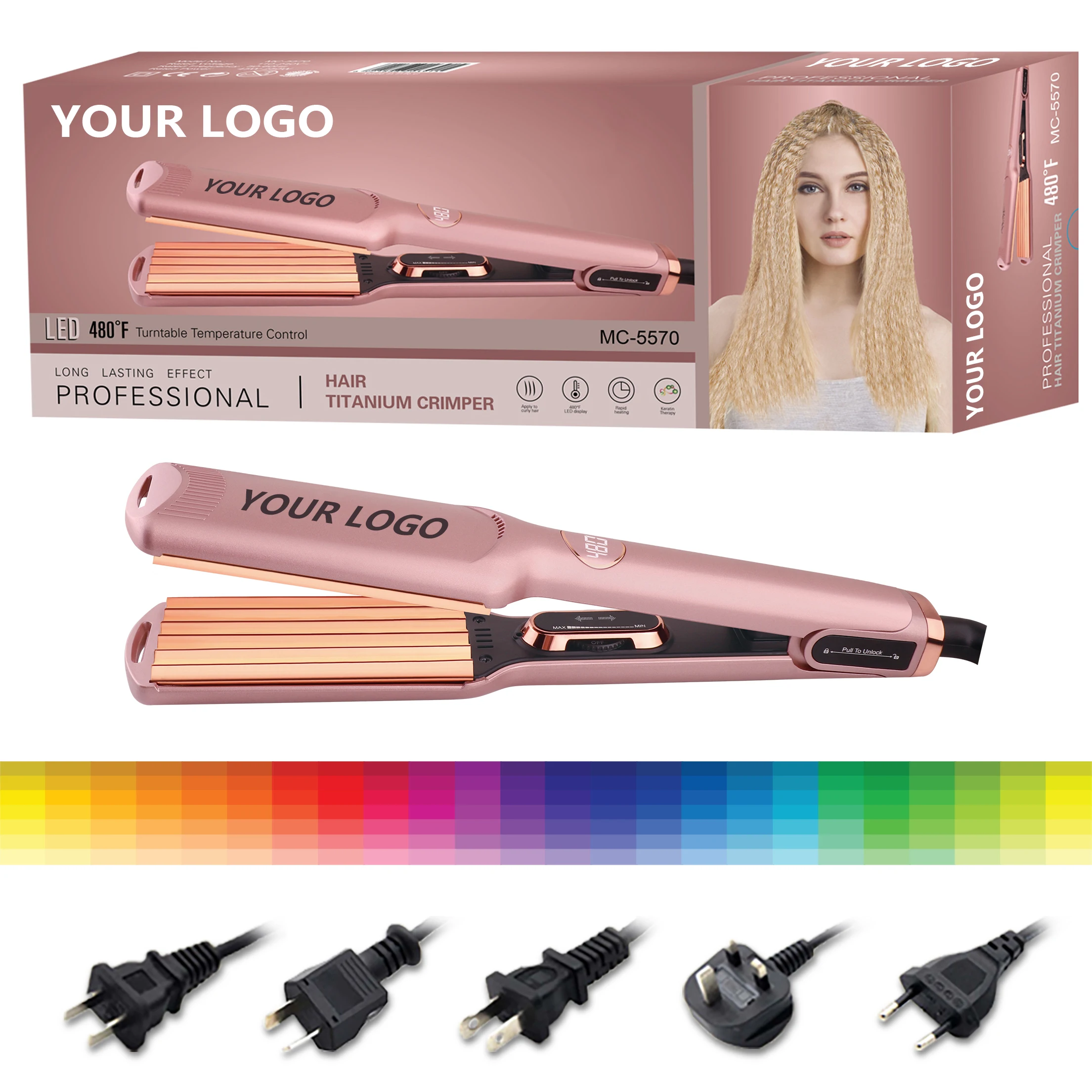 MAC 3 Sizes Hair Crimper Hot Selling Titanium Professional Salon Wholesale Best Crimper Flat Iron Curling Iron