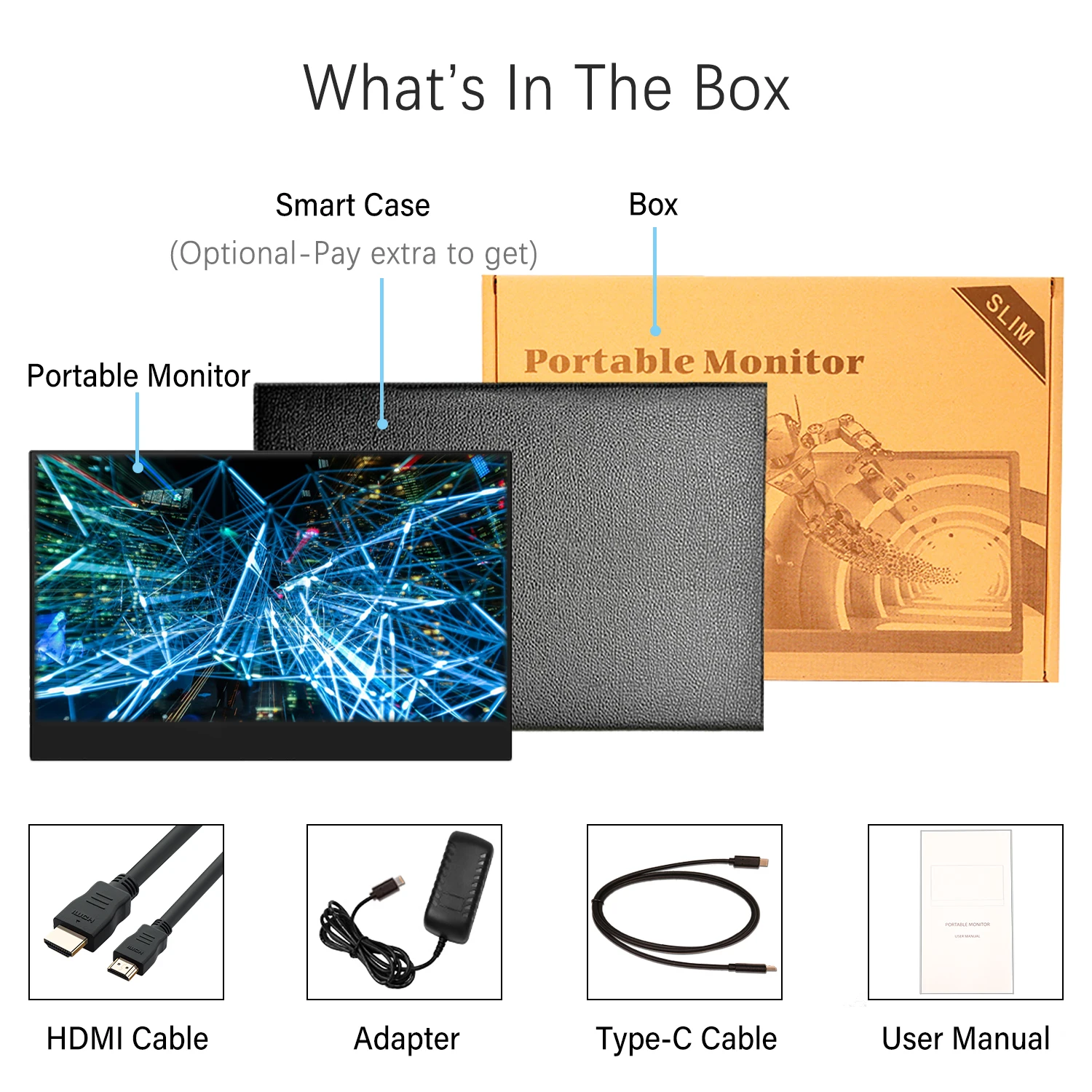 Sibolan 15.6 Inch 4k Builtin Battery Type C Hdr Portable Touch Screen