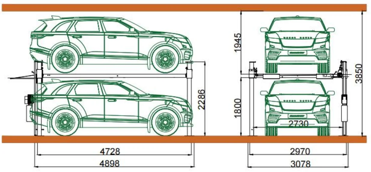 Cheap 5 Ton 4 Column Post Car Lift Hydraulic for Home Garage Outdoor Storage 2 Double Parking With Casters 9000 lb