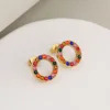 Gold and colored rhinestone earrings