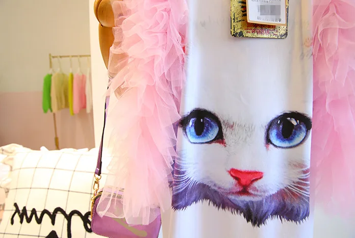 Распродажа от производителя шифоновые платья принцессы без рукавов с мультяшным котом для девочек оптовая продажа