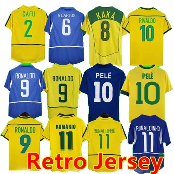 Brasil Vintage jersey ROMARIO RIVALDO BraziLS CARLOS Ronaldinho camisa de futebol 1Ronaldo KAKA PELE Retro soccer jerseys