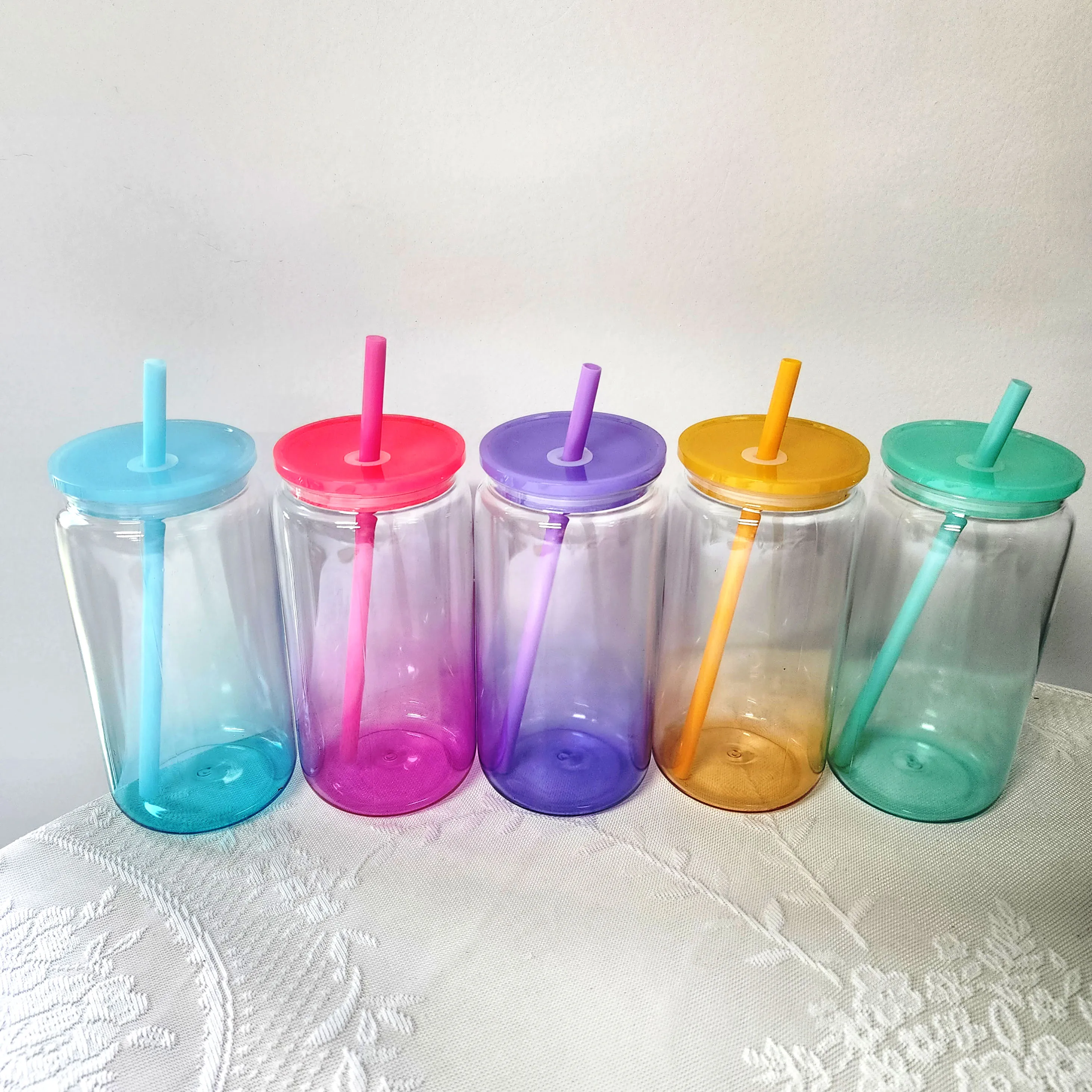 Wholesale Ombre Colored 16oz 500ml Acrylic Plastic Libby Soda Cups With Lid  Straw Blank Iced Coffee Bubble Tea Iced Beverages| Alibaba.com