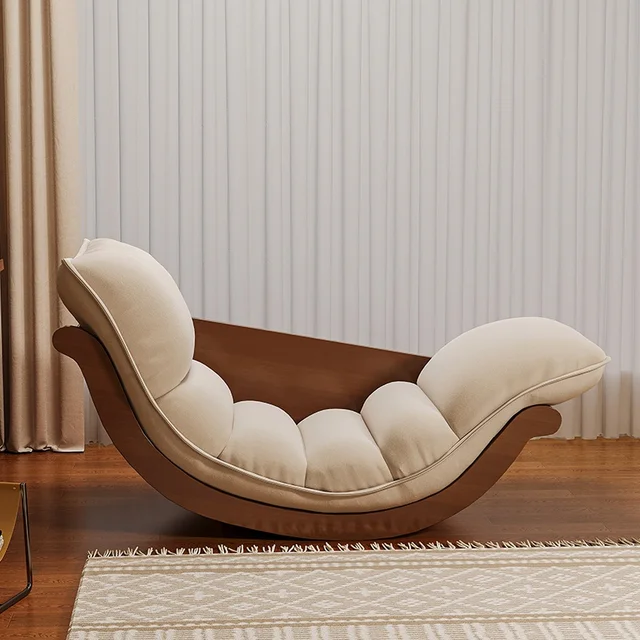 2024 New Adult Bean Bag Rocking Chair Single Banana Lounge for Master Bedroom & Balcony for Living Room Leisure Made of Wood