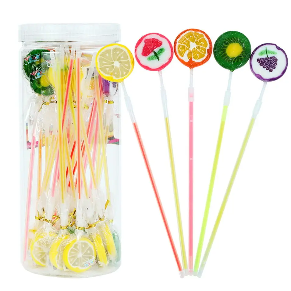 Halal Factory Price Assorted Fruit Sweet Slice Lollipop Hard  Candy Manufacturer