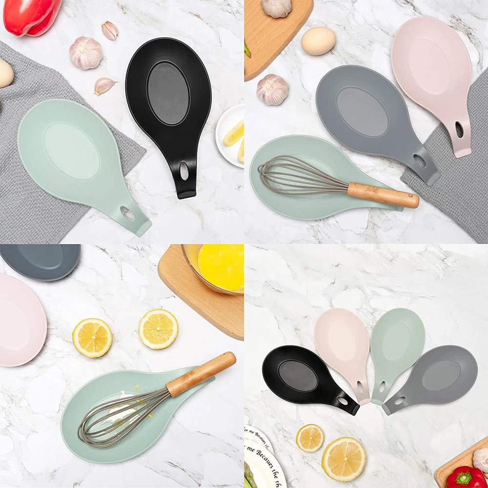 Best Kitchen Accessories Bpa Free Drip Pad Design Utensil Rest Heat Resistant Spatula Holder Silicone Spoon Rest manufacture