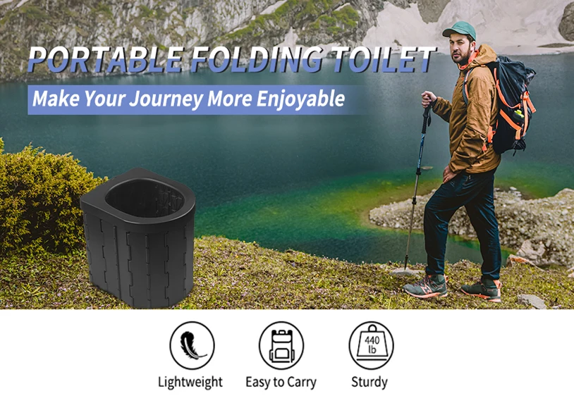 Toilette Portable Pliable Pour Camping - Capacité 10L, Grise - Neuf Sous Emballage