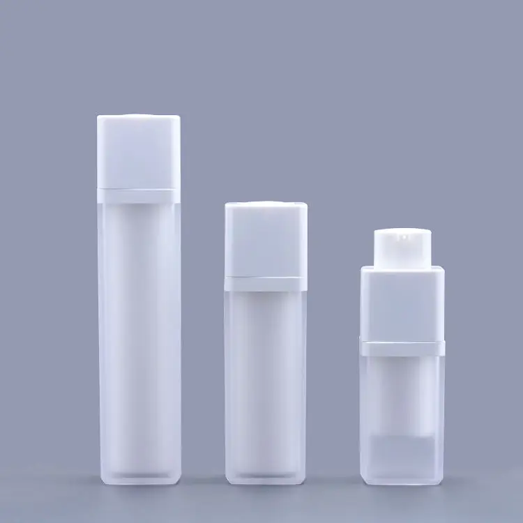 A16 15ml 30ml 50ml Scrub Lotion Vacuum Bottle square Essence Eye Cream Airless Bottle Spin Screw Pump Bottle