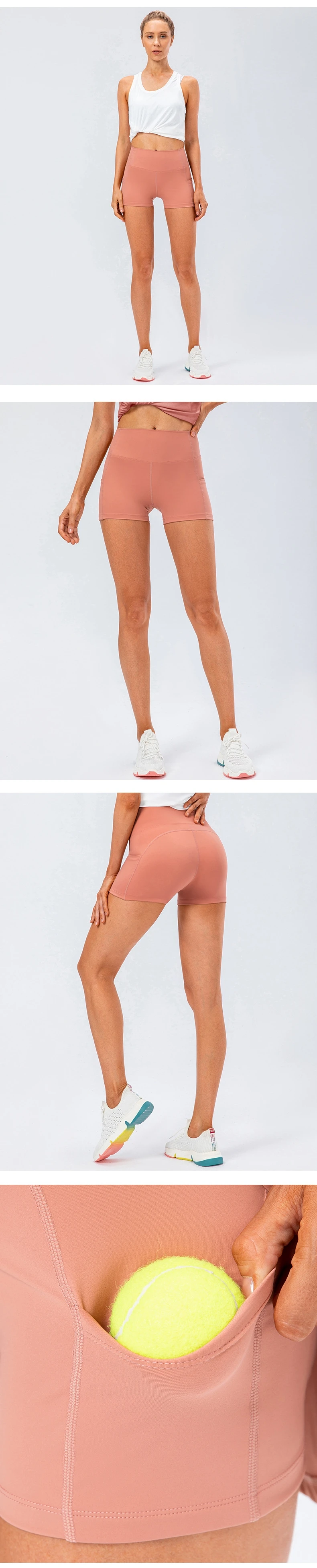 Women's High Waist Spandex Tennis Clothes Running  Sports Gym Bike Active Wear Solid Pattern Adult Size Yoga Shorts Leggings manufacture