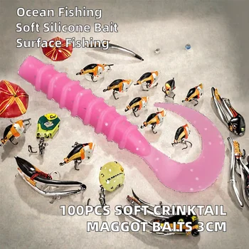 Burle SC-15 10pcs/bag Artificial Soft Bait Crinktail Maggot 3cm (50mm) 0.3g Ten Color Micro-matter Skirt Lure for Cod Saltwater – Soft Lure – view 3