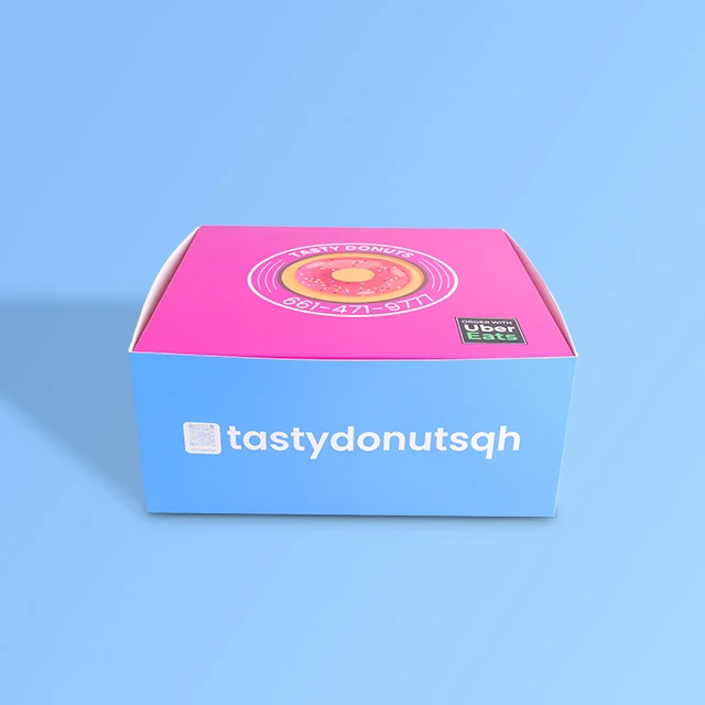 Wholesale Donuts Box with Buckle  Four Corners Custom Printed and Size Food Grade and Biodegradable  Art Paper with Your LOGO factory