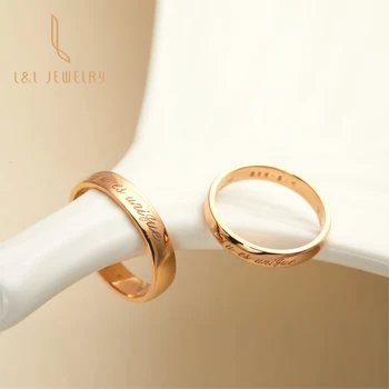 Wedding Ring Name Engraving Real 10K 14K 18K Gold real diamond Yellow Rose White Gold Wedding Couple Ring Gold Ring Name Band