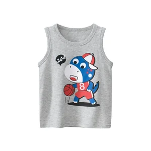 100% Cotton Manufacturer Hot Sale Breathable Simple Design Kids Boy Summer Sleeveless Sweat Vest