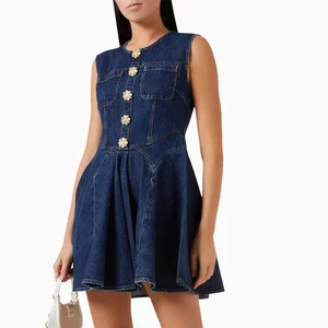 2025 New Fashion Designer Spring Summer OEM Customized Women's Casual Denim Dress Loose A-line Denim Button Dress Manufacturers