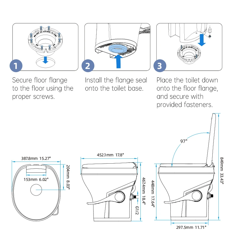 Seaflo Safety And Quiet Rv Camper Prefab Toilet Residential Height Rv