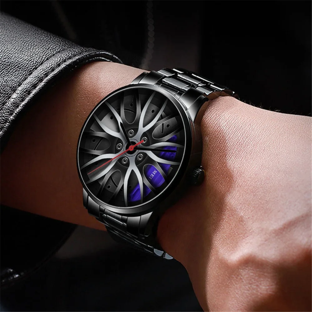 Luxury 3D Car Wheel Watch Quartz Sport Rim Car Watches Men