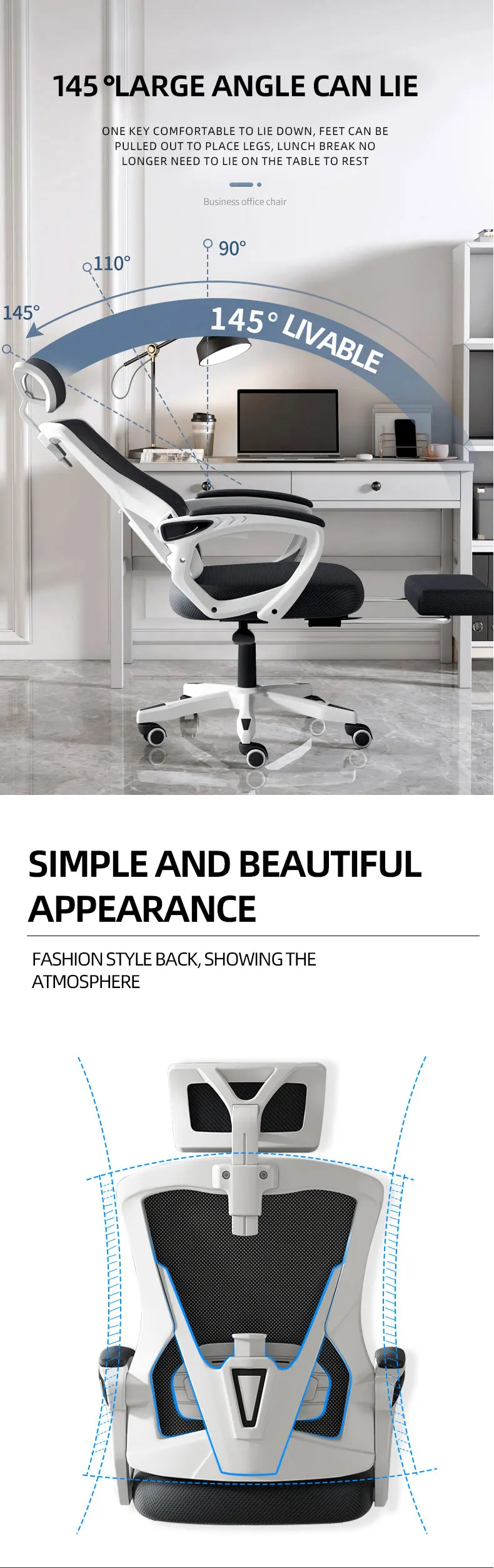 Cheap Ergonomic Recliner Office Chair Full Mesh Fabric Office Chair