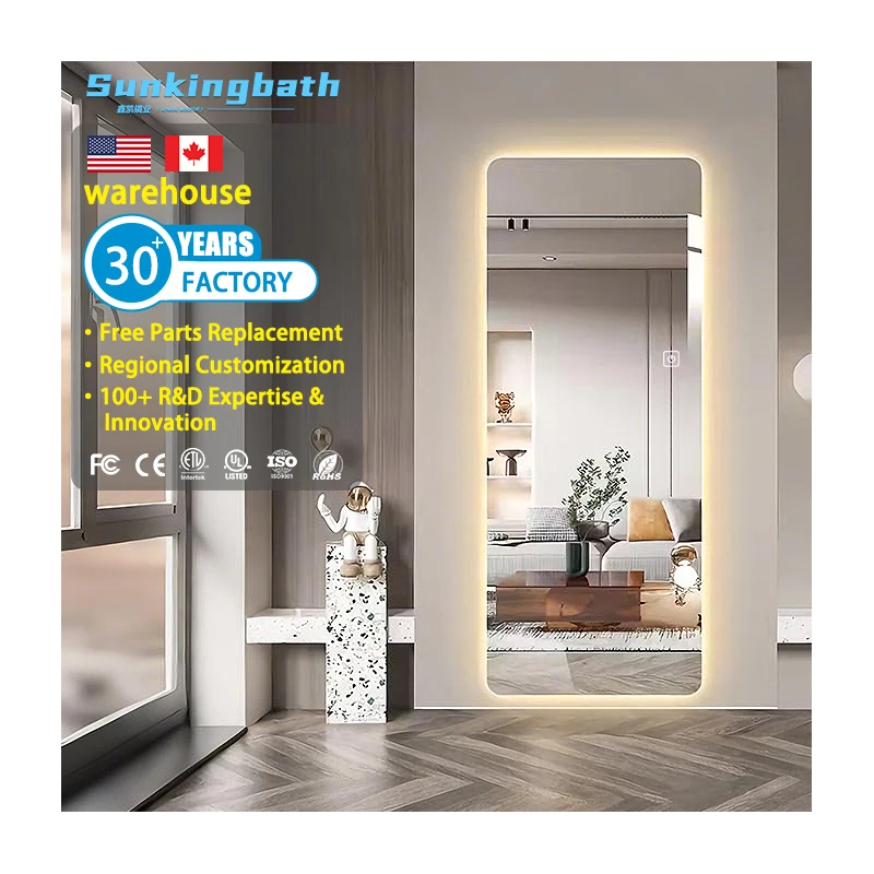 Rectangle Wall Light up Mirror Full Length Salon Beauty Home Decorative Dressing Barber Mirror for Bathroom