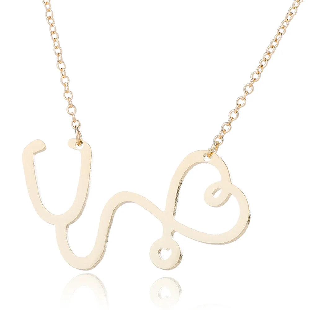 14k Gold Stethoscope Necklace Nurse Necklace White Gold Online