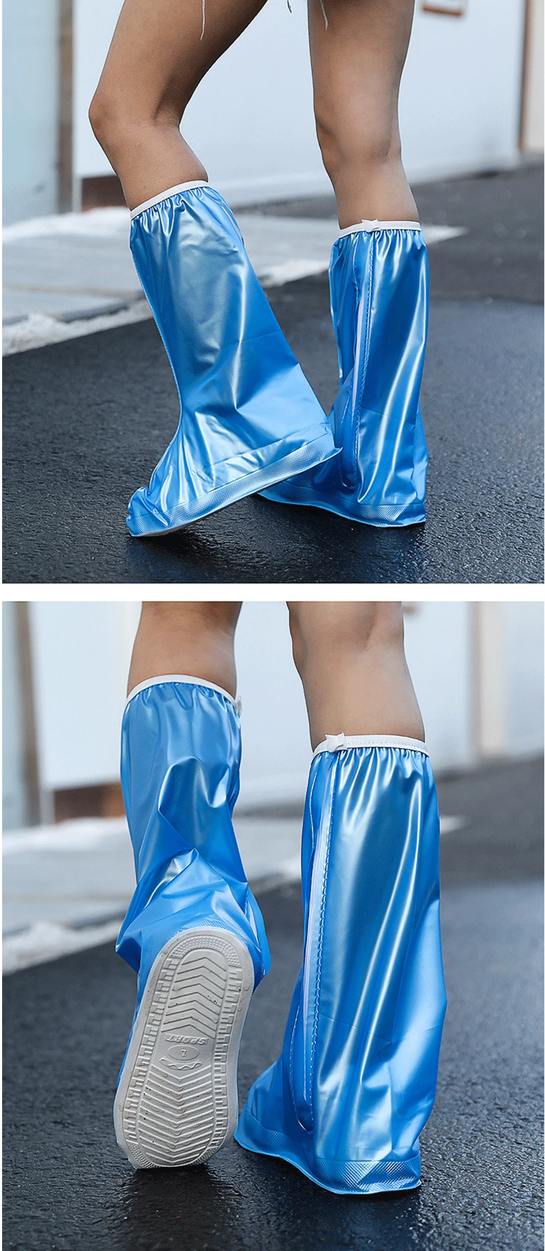 High Top Hot Selling Anti Slip Waterproof Long Zip Rain Shoe Boot Cover
