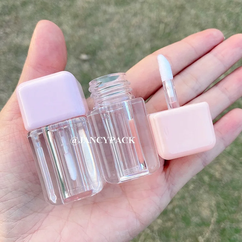 JANCY PACK 4ml Unique Design square Liquid Lipstick Container pink Red Lip Tint Bottle