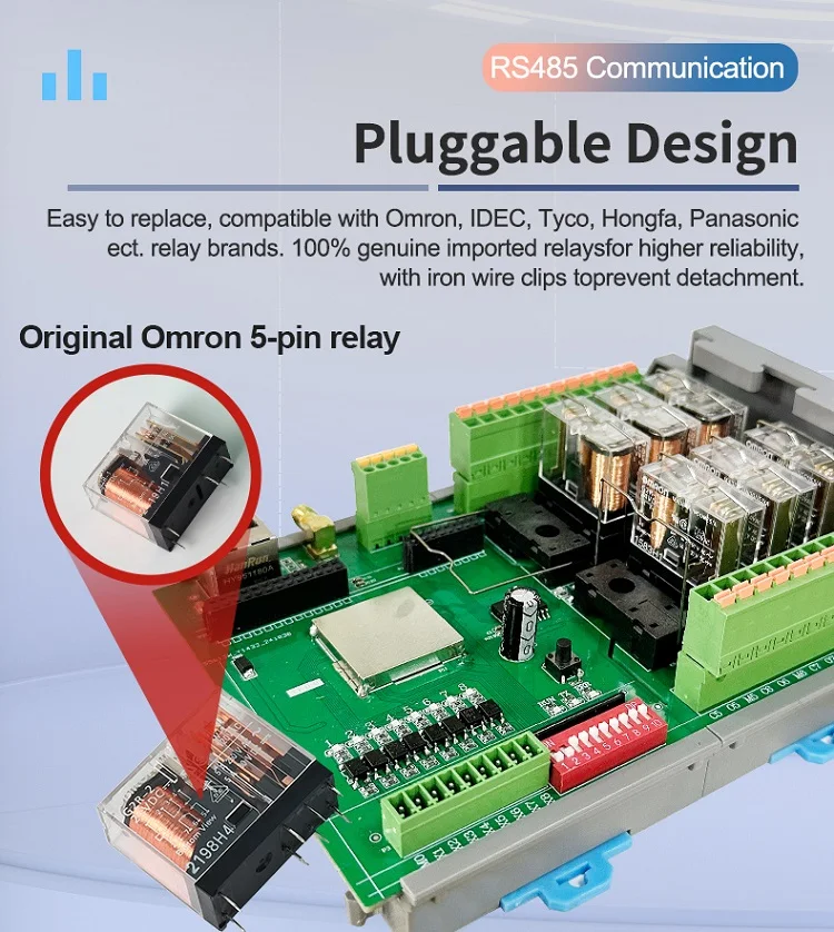 product huaqingjun 12di 12do rs485 ethernet relay module io modbus rtu  tcp rj45 spdt g2r 1 1no 1nc relays for iot automation-6