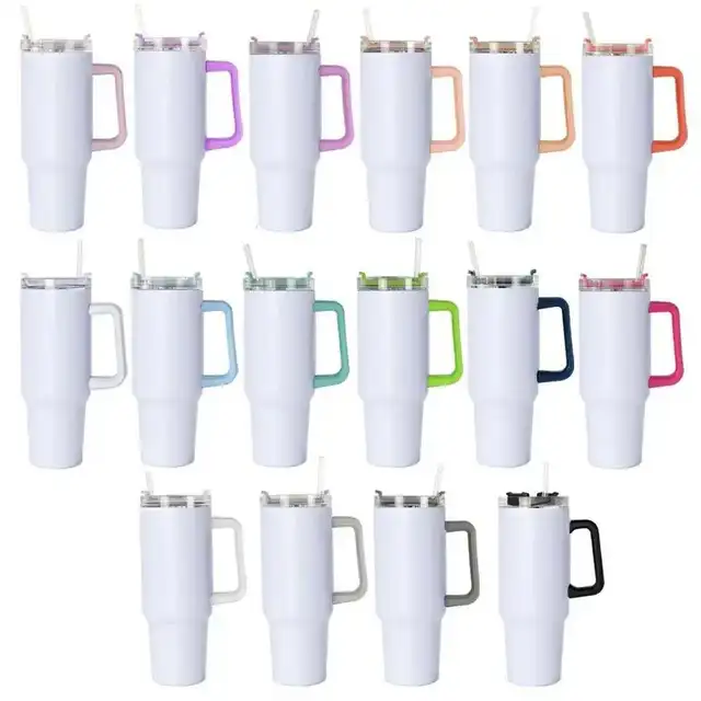 Ready To Ship Hot Sale 40 Oz Stainless Steel Vacuum Insulated Sublimation 40oz Cup Tumbler Coffee Mug With Handle And Lid