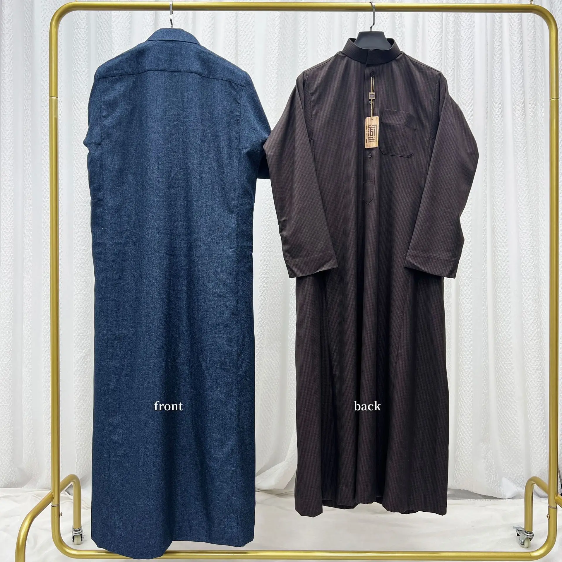 Modest Saudi Winter Premium Thick Thobe Thawb Islamic Clothing Arab Jubah Stand Collar With Pockets Robe for Men