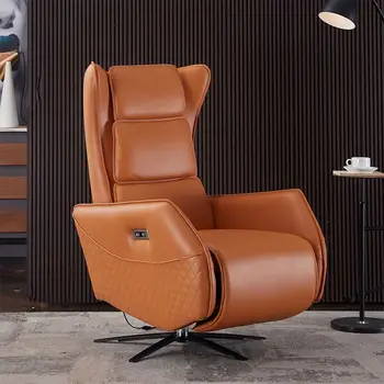 New design single sofa chair reclinable orange leather leisure electric recliner chair