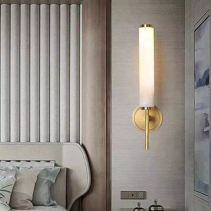 product modern luxury living room bedroom villa bedside copper marble wall sconce light fixture decorative thin bathroom mirror lamp-40