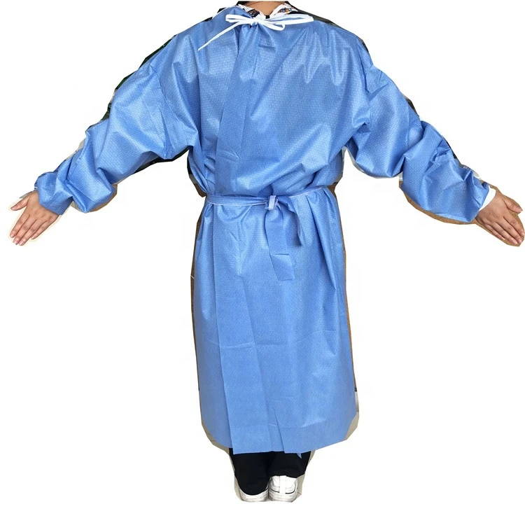 Hot Sale Disposable Blue SMS Isolation Gown Made in China details