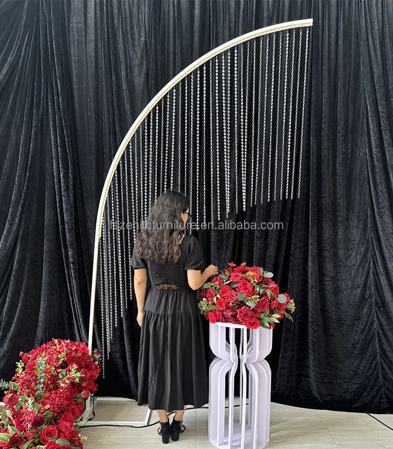Factory Direct White Metal Stand for Wedding Aisle Led Beaded Walkway Decoration Metal Frame