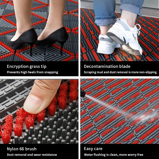 Heavy Duty Easy Installation Dust Snow Removal EVA Outdoor Interlocking Plastic Floor Tiles Modular Entrance Outdoor Mats