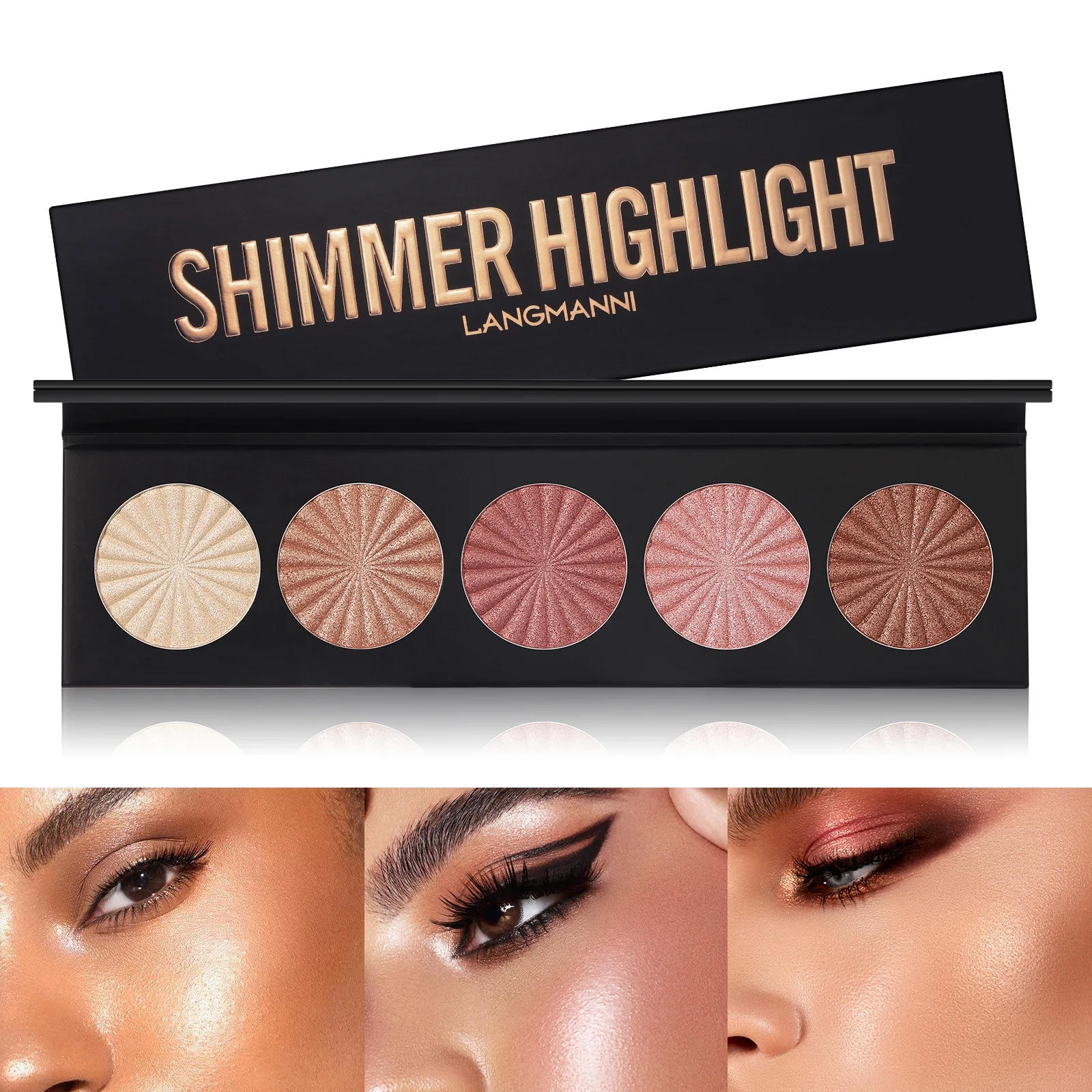 Vegan Natural Highlighter Palette Longlasting Waterproof Shimmer