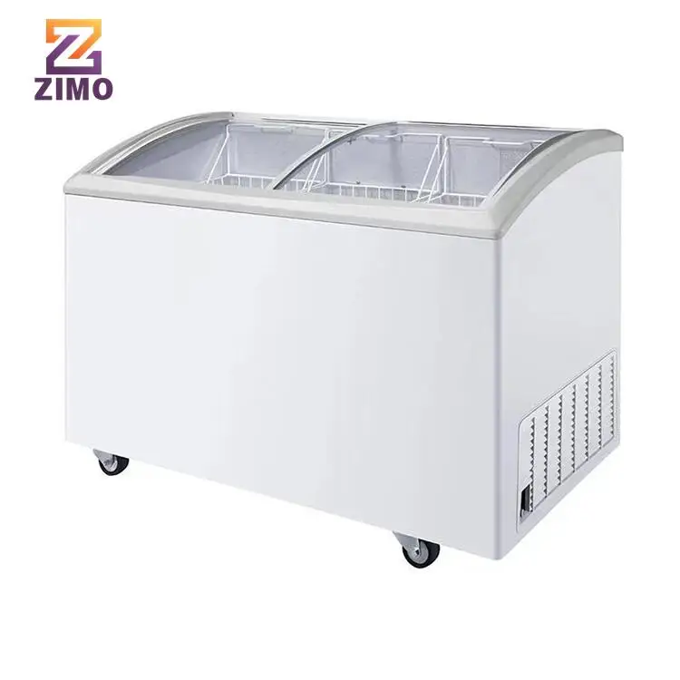 Supermarket Chest Freezer Commercial Glass Top Freezer Frozen Ice Cream