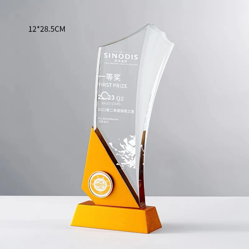 Customized high quality 3d engrave blank award manufacturer customize crystal trophy glass crystal soccer trophies