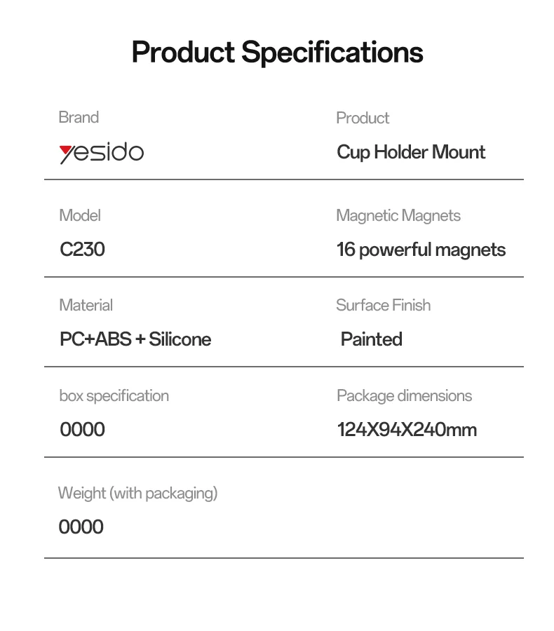 Yesido Phone Stand 360 Flexible Adjustment Anti-Slip Magnetic Phone Holder Car Cup Phone Holder C230