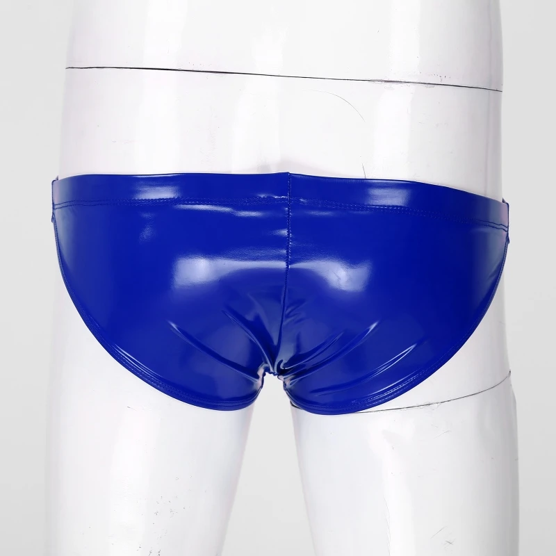 Men Glossy Patent Leather Briefs Underwear Elastic Waistband Underpants ...