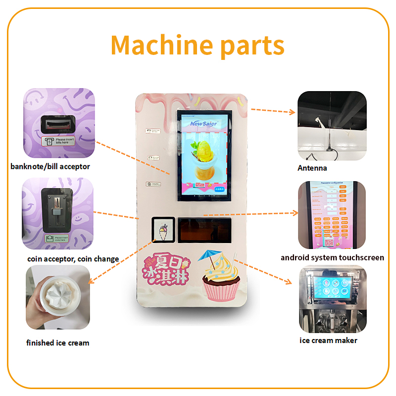 Multi Flavor Soft Ice Cream Machine Commercial Vending Machine Buy 3