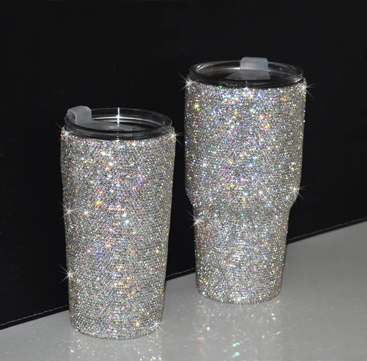 Wholesale Diamondencrusted Stainless Steel Thermos Coffee Cup Tea Tumblers Cups With Lids Buy