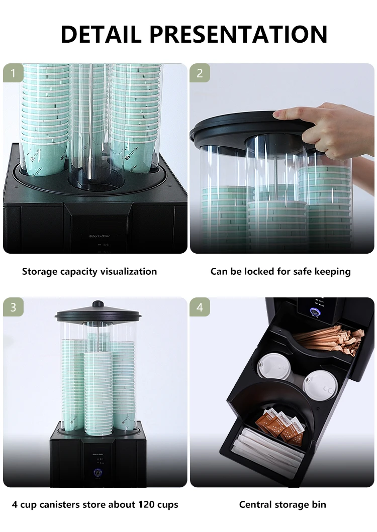 product internet wifi motorized cup holder disposable cup cup dispenser for tea room coffee shop milk shake restaurant-12