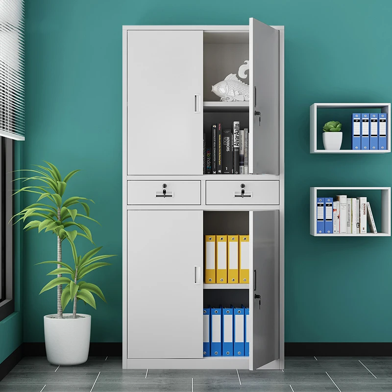 Steel Filing Cabinet with Double Lockable Doors and Adjustable Shelves for Office Storage