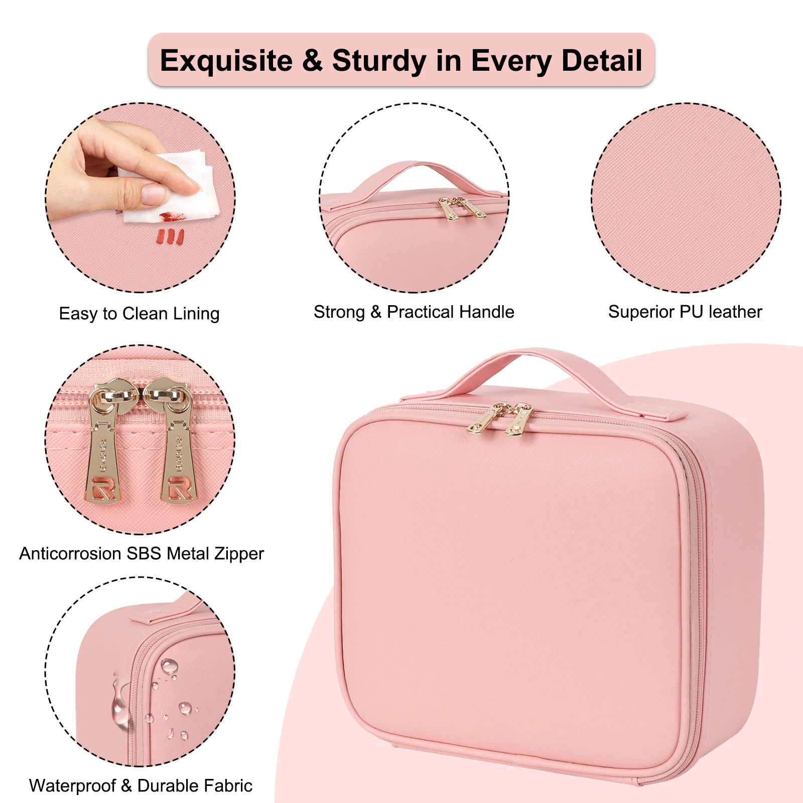ReIaveI Makeup Bag with Light up Mirror with 3 Color Lights Makeup Case Travel Bags Brush Organizer Storage Box