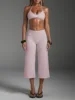 Yy244 peach pink top + cropped wide-leg pants